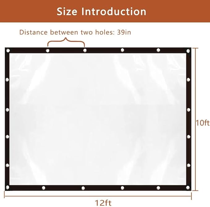 Clear-Waterproof-Tarps-Outdoor-10x12ft, Poly Tarpaulin Tarps Transparent Anti-Tear Thin Cover with Rustproof Grommets for Patio Enclosure Gardening Chicken Coop