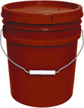 5-Gallon Bucket with Airtight Lid – Made in USA, Food Grade BPA Free Plastic, Heavy Duty Multi-Use, Metal Handle with Grip, Stackable Storage – Burgundy, 1 Pack