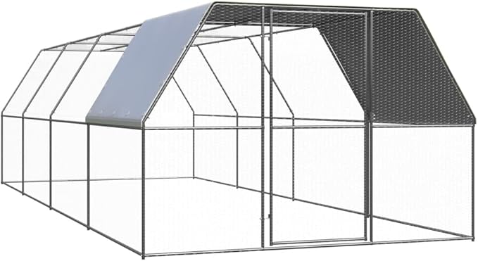 Weatherproof Outdoor Chicken Coop Large Walk-in Enclosure Outdoor Chicken Cage 9.8'x26.2'x6.6' Galvanized Steel for Outdoor Backyard Farm Garden