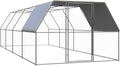 Weatherproof Outdoor Chicken Coop Large Walk-in Enclosure Outdoor Chicken Cage 9.8'x26.2'x6.6' Galvanized Steel for Outdoor Backyard Farm Garden