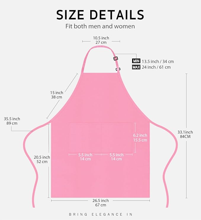 Syntus Adjustable Bib Apron with 2 Pockets Cooking Kitchen Aprons for Women Men Chef