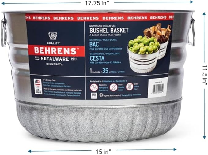 Behrens Galvanized Bushel Basket (1 Bushel)