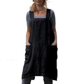 Women's Pinafore Apron Cross Back Apron with Pockets Cotton Linen Apron Dress Plus Size