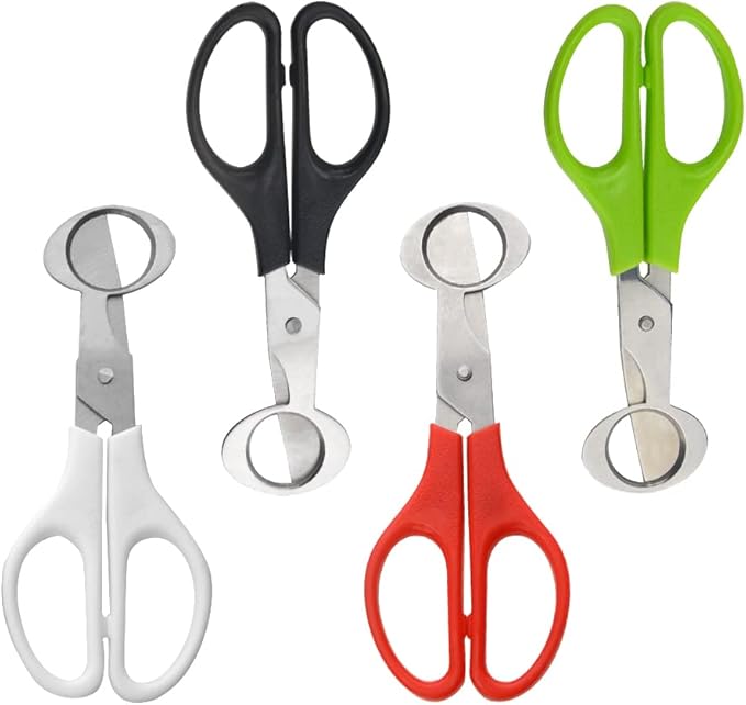 4Pack Stainless Steel Quail Egg Cutter - Scissors, Pigeon Egg Cutter Tool, Opener, Cracker for Home Kitchen (Four Colors)