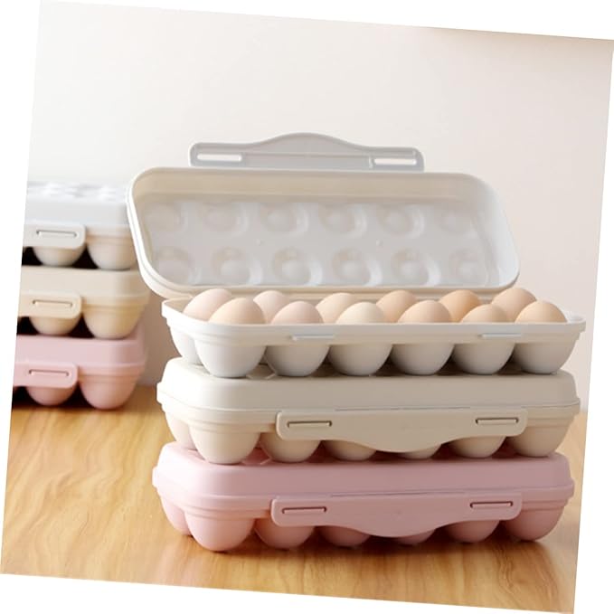 STOBOK Stackable 12 Grids Egg Storage Container for Refrigerator Shatterproof Egg Holder Removable Tray