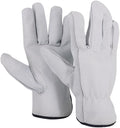 3-Pair Goatskin Leather Work Gloves I Driver Gloves for Construction, Industrial, Truck Driving, Warehouse, Gardening