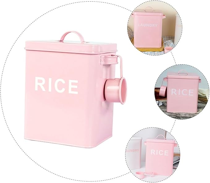 Pet Food Storage Bucket Large Capacity Sealed Iron Food Sealing Container with Measuring Cup for Dog Household Grain Storage