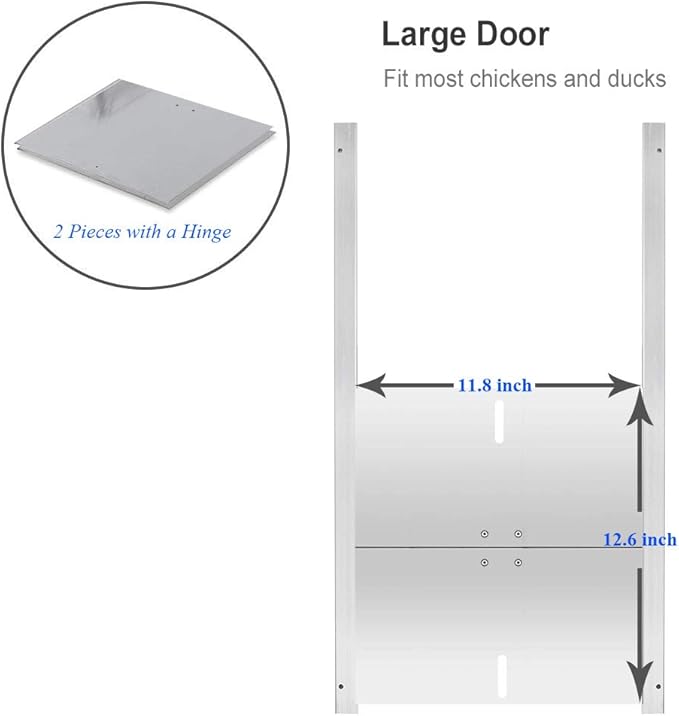 JVR Automatic Chicken Coop Doo Opener with Dusk to Dawn Light Sensor, Poultry Aluminum Chicken Coops Doors, Auto Chicken Door, Run Actuator Motor