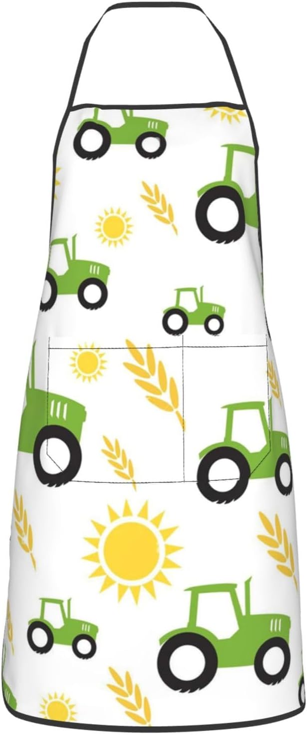 Apron for Women Men, Adjustable with Pocket Washable Cooking Apron, Chef Grilling BBQ Baking Crafting, Tractor Farming