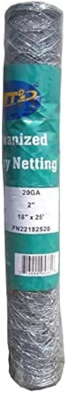 20GA Galvanized Hexagonal Poultry Netting Chicken Wire 18 in x 25 ft x 2 in Mesh