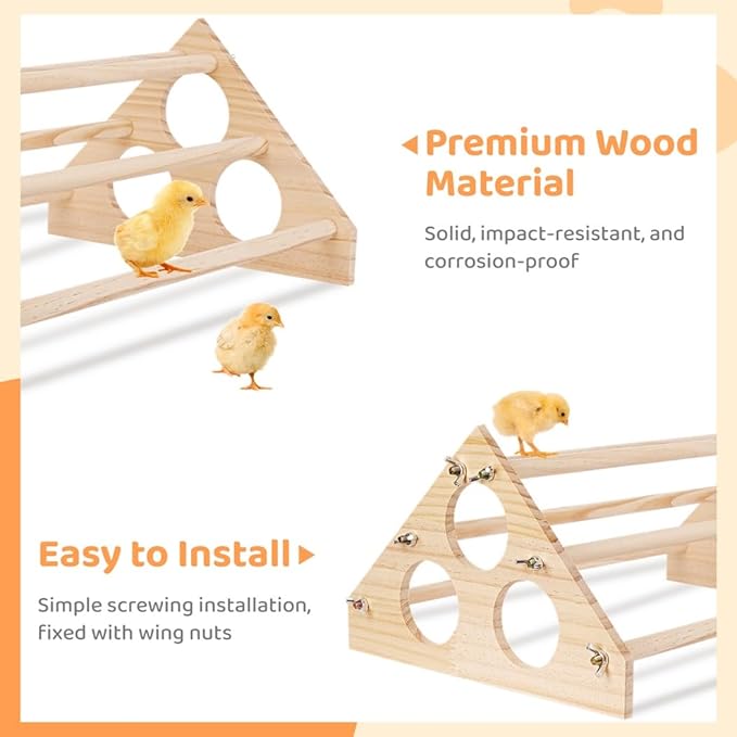 Chicken Roosting Bar Wooden Chick Stand for Training Perch, Wood Entertainment Perch Chick Toy Jungle Gym for Coop & Brooder 16.14 X 10.63 X 7.08'', Chick Stand Training Perch