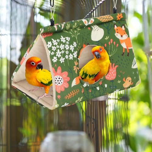 Rypet Bird Nest House, Bird Bed for Cage - Medium (Pack of 1), Green, Cotton, Hanging Hammock Bird Hut - Image 7