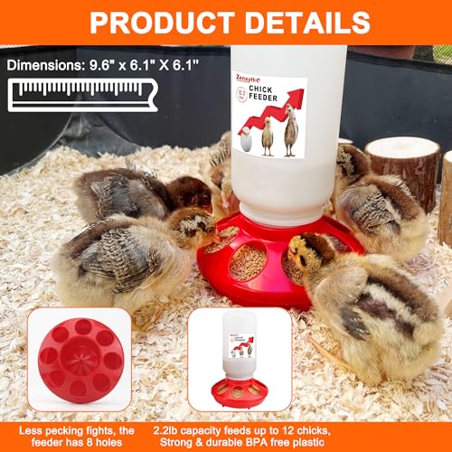 2-in-1 Chick Starter Set: 0.3 Gal Feeder & 0.4 Gal Waterer Red - BPA-Free Plastic (Semi-Transparent), 0.4 gallons, 2 Pack - Image 4