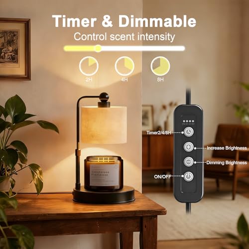 Candle Warmer lamp for 3 Wick Candles, Large Candle Warmer Lamp with Timer - Flaxen-Large, Linen, 2 Bulbs Included - Image 2