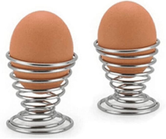 Honbay 4PCS Stainless Steel Spring Wire Tray Egg Cups Holder Serving Cup Egg Tray for Egg (silver)