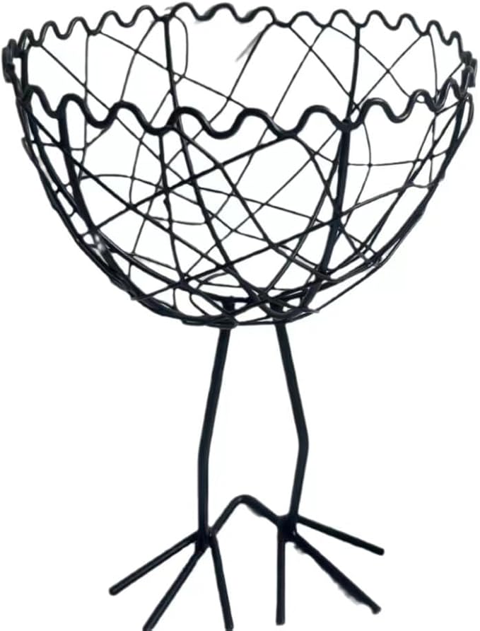 Chicken Wire Egg Basket Egg Holder Farmhouse Rustic Vintage Rooster Decor Chicken Shaped Egg Basket Fruit Storage Wire Basket For Collecting And Countertop Storing Egg (Black A)