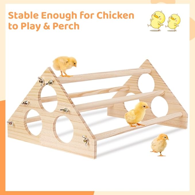 Wood Chick Jungle Gym Perch Toy for Coop & Brooder, Chicken Roosting Bar, Chick Stand Training Perch, Entertainment Wooden 16.14 X 10.63 X 7.08’’