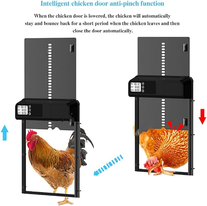 Anti-Pinch Sensor Chicken House Door,Solar Timer Chicken House Door,Programmable With Button,3 Aa Battery,With Solar Panel And Remote Control Coop Door,328 * 244 * 50mm