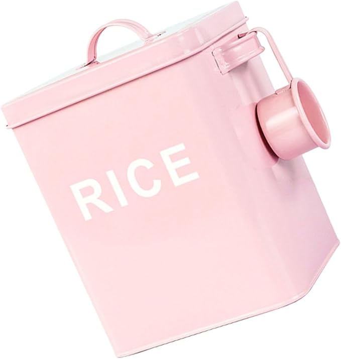 Pet Food Storage Bucket Large Capacity Sealed Iron Food Sealing Container with Measuring Cup for Dog Household Grain Storage