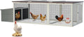 Large Wooden Chicken Coop with Nesting Box Weatherproof Asphalt Roof Walk-in Poultry Cage Secure Locks Metal Mesh Run for Backyard Farm (Gray)