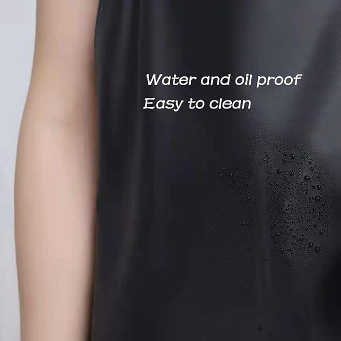 Rubber Waterproof Apron Anti-Corrosion Work Safety Apron Black Apron with 2 Sleeves, Chemical Resistant Industrial Work Apron, Waterproof Rubber Vinyl Black Work Apron 43 Inch Adjustable Bib