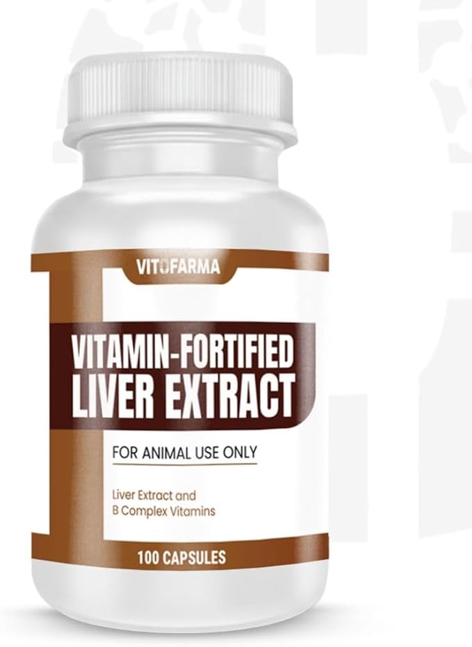 Vitamin Fortified Liver Extract – 100 Capsules | Liver Powder with B Vitamins & Vitamin E | Nutritional Supplement for Poultry
