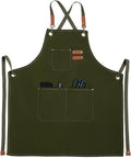 Chef Apron for Women Men with Pockets, Cotton Canvas Cross Back Adjustable Gardening Apron
