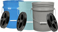 House Naturals 5 Gallon Food Grade Bucket Pail with Airtight Screw on Lid (Pack of 3) BPA Free Made in USA- 3 Colors (Aqua, Blue, Gray, Black lids)