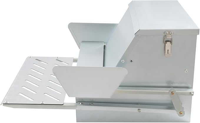 Automatic Chicken Feeder 25lb, Treadle Poultry Feeder Rat Proof with Weatherproof Lid, No Waste Galvanized Steel Feed Dispenser for Hens, Ducks, Large Capacity