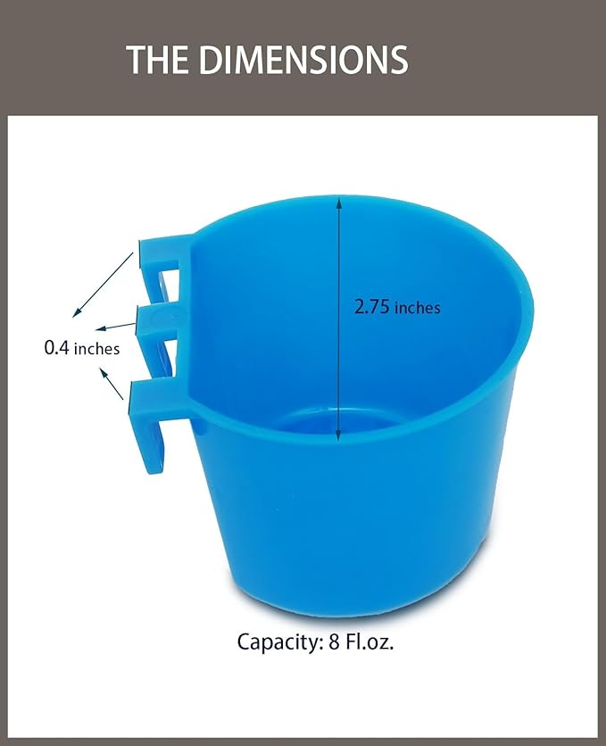 Pack of 20 Chicken Feeder Cups for Cage Hanging Bird Waterer 8 OZ Rabbit Water Food Bowl Pigeon Feeding Dishes Bunny Poultry Coop Drinker Quail Seed Treats Dispenser Duck Drinking Bottle