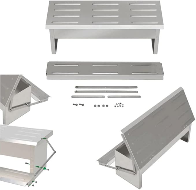 5L Automatic Chicken Feeder Poultry Treadle Galvanized Steel Trough for Roosters Pheasant Chicken Outdoor Coop, Rat Proof with Weatherproof Lid