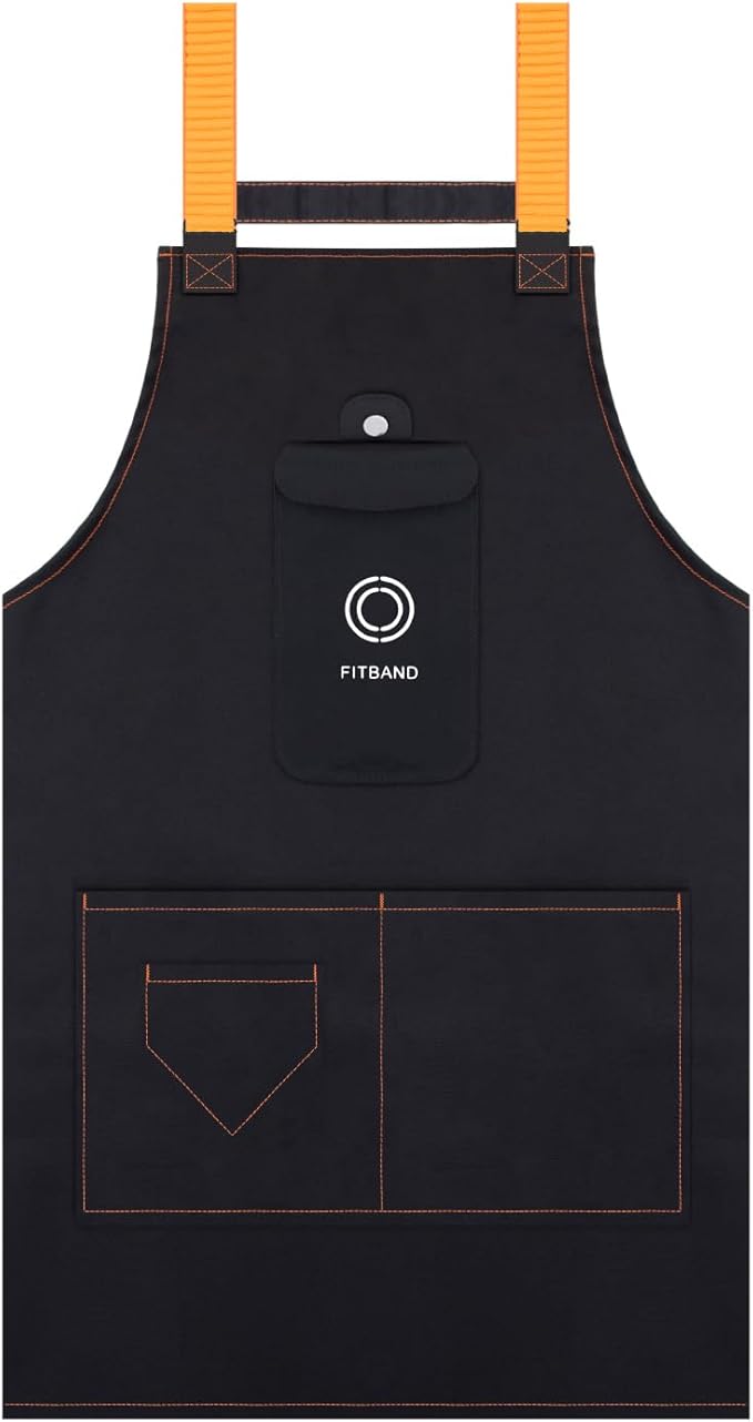 Adjustable Work Apron with Secure Multi Phone Pocket - Design for Cooking, BBQ, Gardening, Carpentry, Bartending, Serving