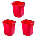 Rubbermaid Commercial Products Heavy-Duty Cleaning Pail, 5-Quart, Red, Utility Bucket with Built-in Spout and Handle for House Cleaning/Storage/Livestock Feeding/Car Washing (Pack of 3)