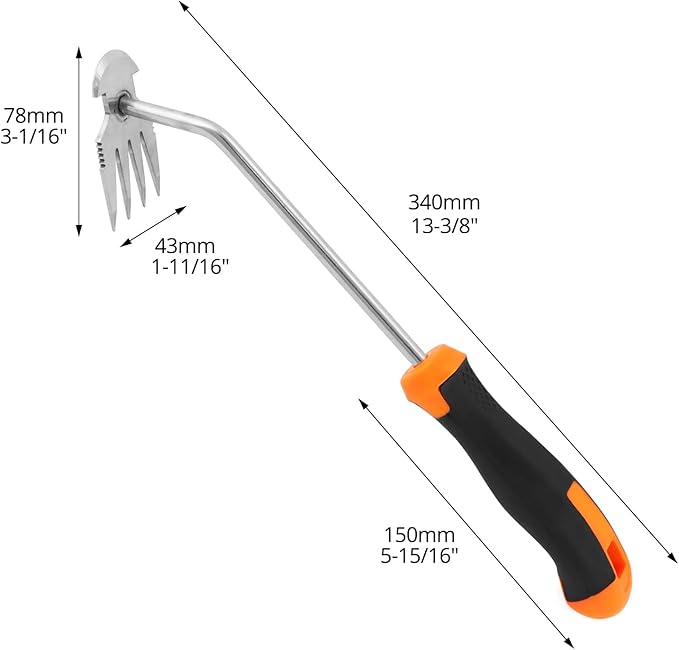 QWORK 2 Pack Weed Puller Tool with Ergonomic Handle - Uprooting Weeding Tool for Yard, Farm, Garden | Stainless Steel Weed Remover Tool| Multi-Functional Crescent Shovel for Efficient Weed Control
