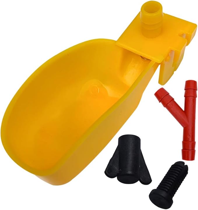 10set Quail Waterer Automatic Bird Water Cups for Cage Hang Drinker Poultry Bird Watering System (Yellow)