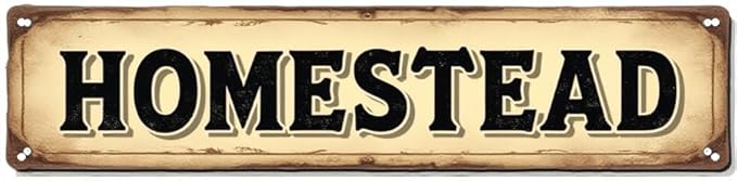 Decorative Tin Signs 16 * 4 Inches "Homestead" Ideal for Farm, Backyard, Living Room Vintage Garden Decor, Outdoor Signs, Farmhouse Sign