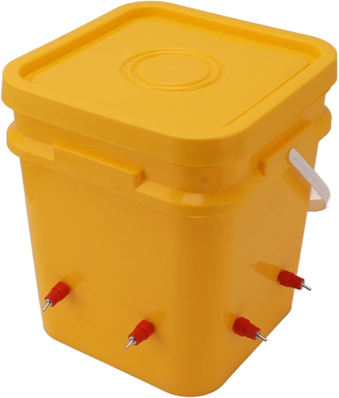 GLOGLOW Automatic Chicken Waterer Bowl, Durable Plastic with Gravity System, 12L Drinker for Chickens, Ducks and Other Poultry (Bucket + Butt Red Head)