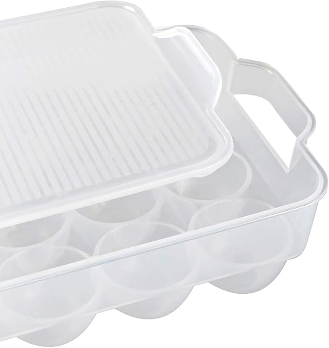 Covered Egg Holder,Egg Storage for Refrigerator,Fits 18 Eggs,Pack of 2