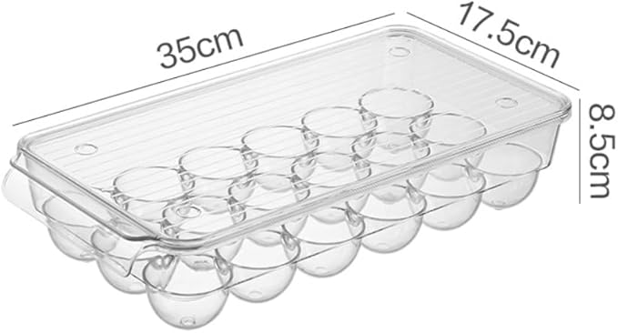 Egg Holder for fridge with Lid, Clear Plastic Egg Storage Container Refrigerator Organizer Bins, Stackable Tray Holds 18 Eggs Trays Storage (1 pack, 18 Eggs)