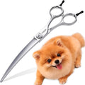 38 Degree Professional Curved Scissors for Dog Grooming 7.0” Japan VG10 Alloy Steel Downward Curved Grooming Shears for Face Right Handed(7.0 inch)