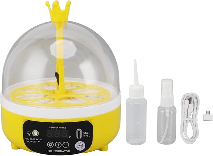 Automatic Egg Incubator, Automatic Temperature Humidity Control Mini Egg Incubator, Transparent Lid, Multifunctional Hatching with Compact Portable for Chicken Ducks Pigeons
