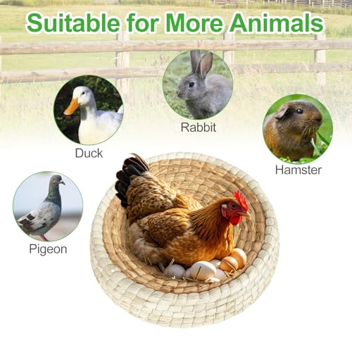 Chicken Nest for Chicken Coop, Handmade Woven Flat Base Straw - One Size, yellow, 2 Pack - Image 5