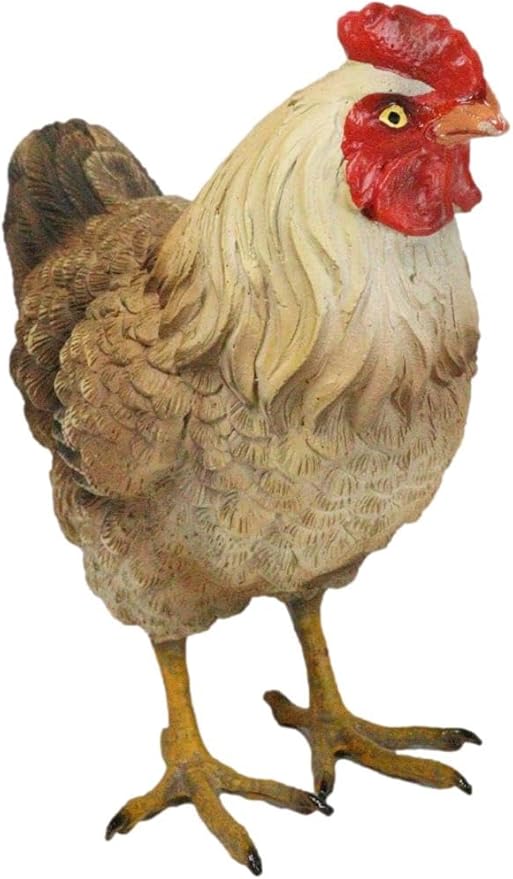 Ebros Gift Rustic Western Country Farm Light Brown Chicken Hen Figurine 4.5" Tall Chickens Roosters Kitchen Desktop Shelf Mantel Decorative Accent Sculpture in Vivid Colors