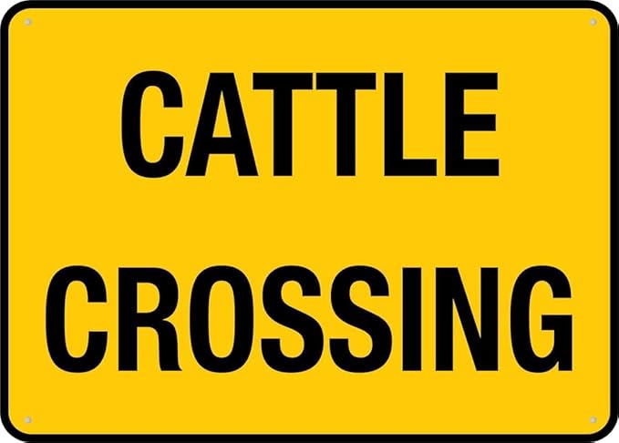 Cattle Crossing Tin Sign Warning Metal Sign Vintage Wall Decor for Home Farm Bar Coffee Shop Club Decoration 12x16 Inch