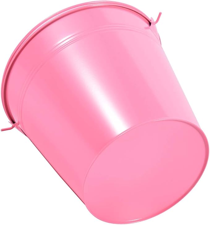 OBTANIM 7 Pack Pink Metal Buckets with Handle Galvanized Ice Pails for Plants, Succulents, Party Favors Organizing, Rustic Home Decor or Classrooms Pencil Storage (7.1 x 5.2 inch)