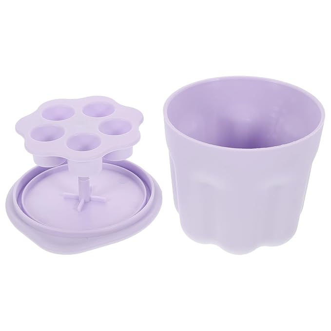 Brush Cleaning Box and Pad Set Purple Pp Makeup Brush Washer Bowl with Silicone Storage Rack Portable
