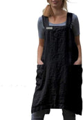 Cotton Linen Apron Cross Back Apron for Women with Pockets Pinafore Dress for Baking Cooking
