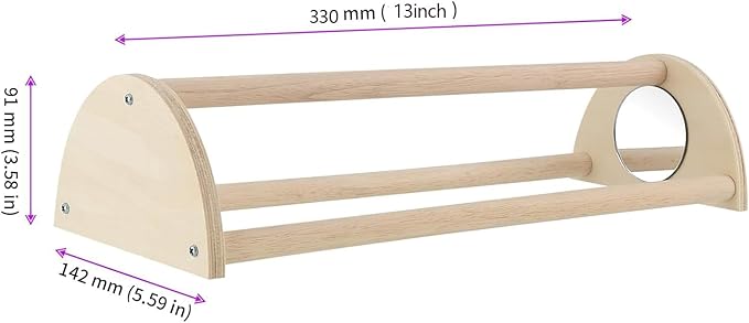 JEUIHAU 2 PCS 13 Inch Wooden Chick Training Perch with Mirror,Perches Stand Chicken Roosting Bar for Parrots and Small Chicks