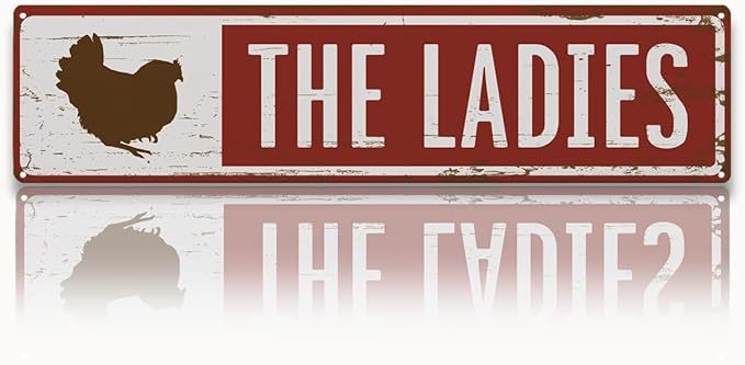 Rustic Farmhouse Style Chicken Coop Sign, Metal Outdoor Chicken House Signs, The Ladies Funny Chickens Coop Signs, Retro Metal Tin Sign, Farmhouse Decor, Backyard Hen House Gift 15.8x4 Inch