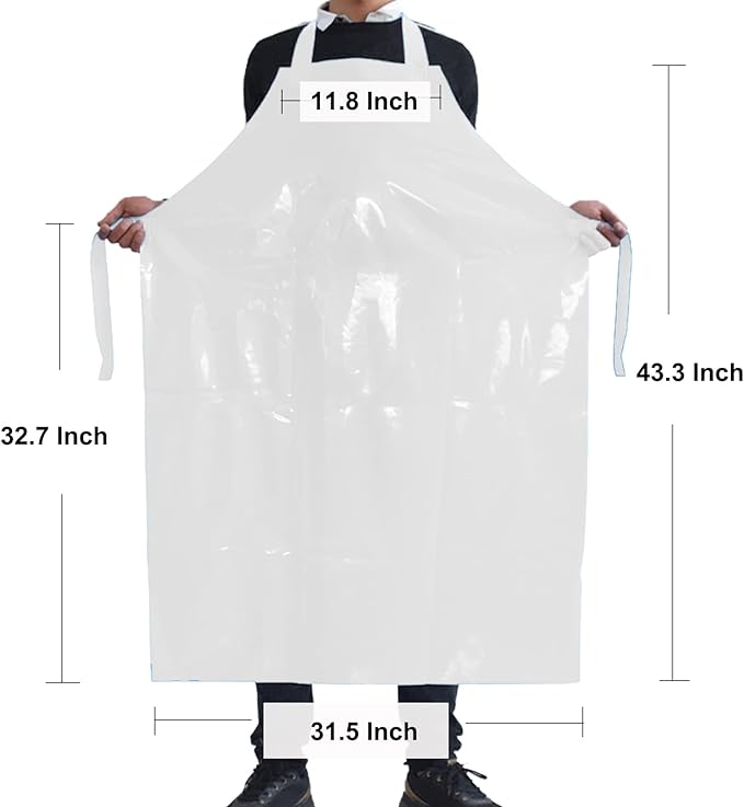 ELEBOX Waterproof Oil Proof Bib Apron Utility Apron Chemical Resistant Apron with Sleeve Work Apron Ultra Lightweight